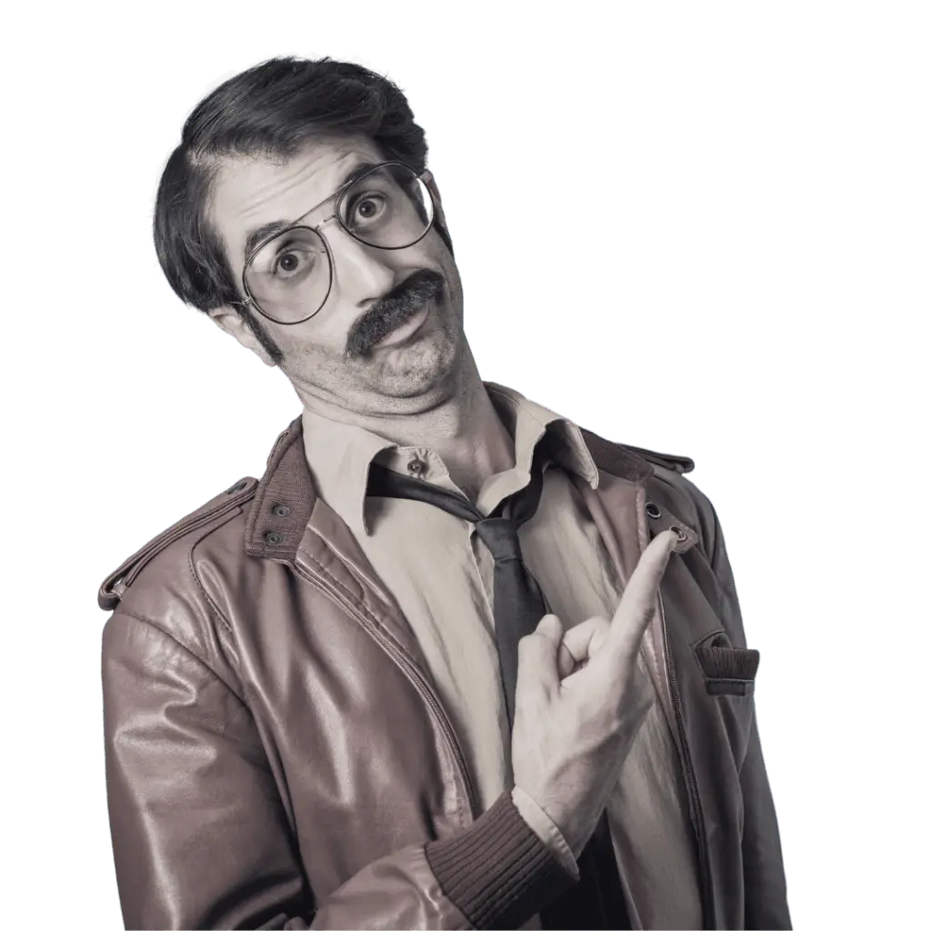 man pointing at answers to questions about terms and conditions